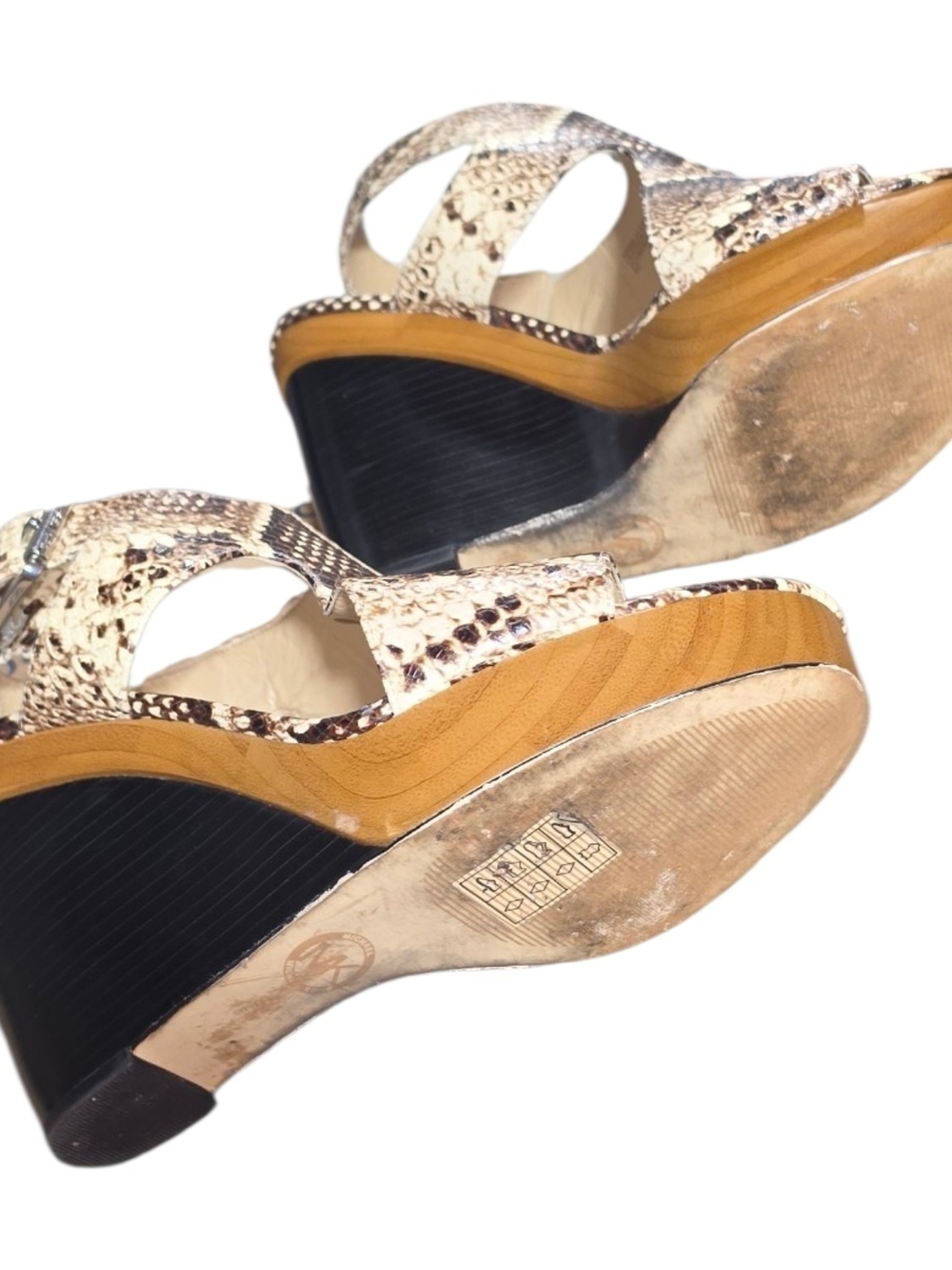 MICHAEL Michael Kors Josephine Snake-Print Wedge Embossed Leather Sandals - Picture 8 of 9